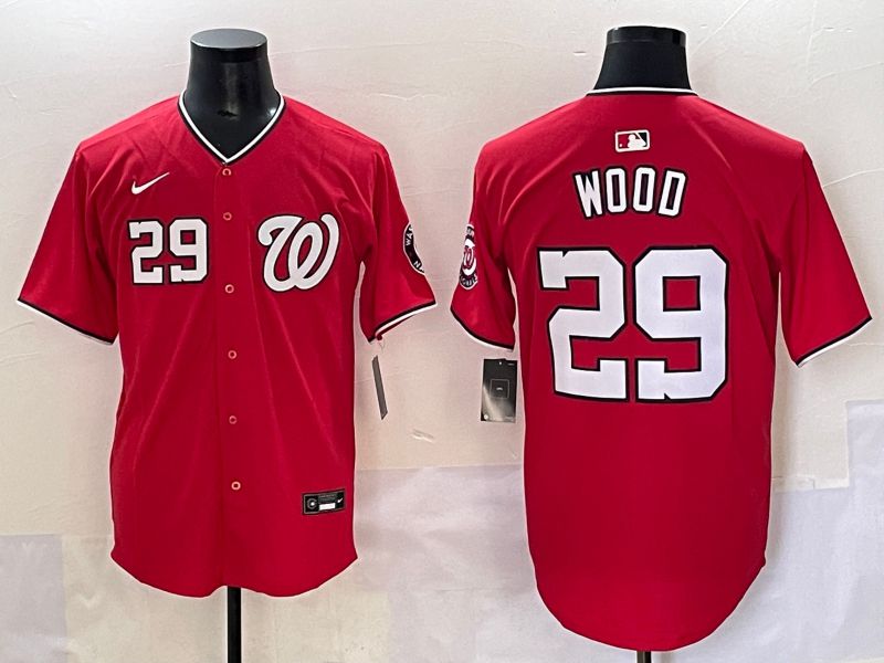 Men 2025 Washington Nationals #29 Wood Red Game Nike MLB Jersey style 2->washington nationals->MLB Jersey